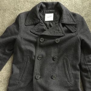 Mens Charcoal OLD NAVY Gray Pea Coat SM
